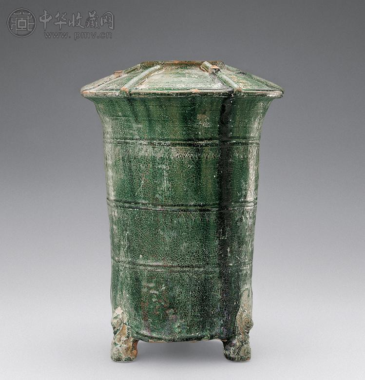 汉 绿釉熊足谷仓
