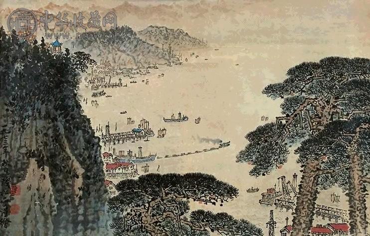 钱松嵒 1973年作 山水 镜心 设色纸本