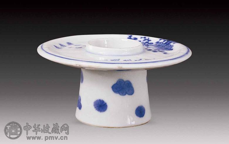 清 青花花卉蜡台