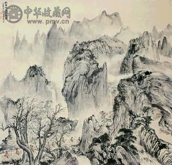 钱瘦铁 1951年 抗美援朝进军图 立轴 设色纸本