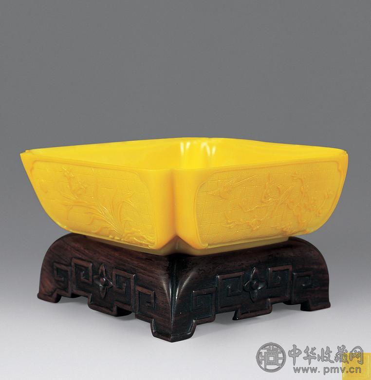 清乾隆 黄料矮角四方洗