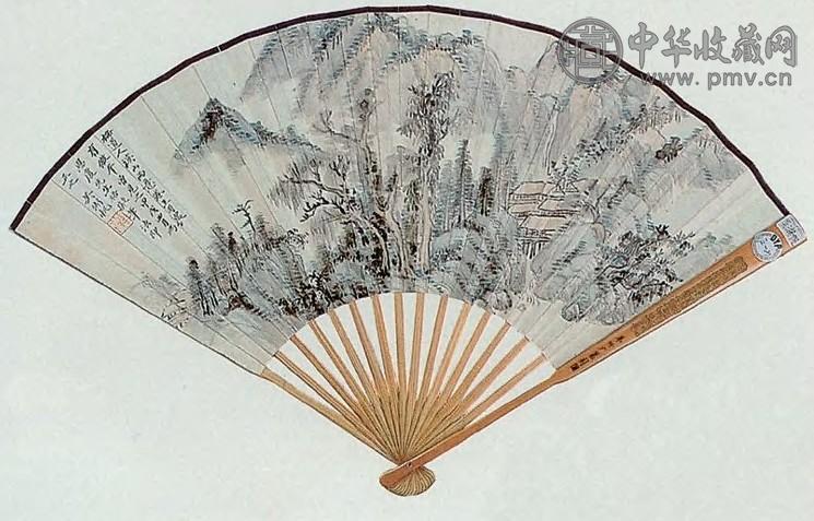 吴湖帆 溪山雨意图 成扇