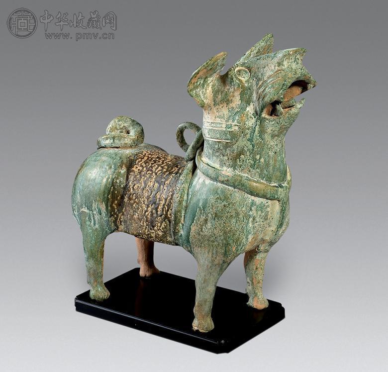 汉 绿釉立狗