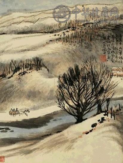 近现代 陆俨少 雪景 镜心