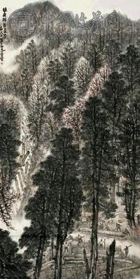 赵望云 1964年作 陕南林区 立轴 设色纸本