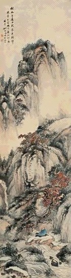 姚叔平 松风琴韵 立轴 设色纸本