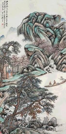 袁培基 幽居图 屏 设色纸本