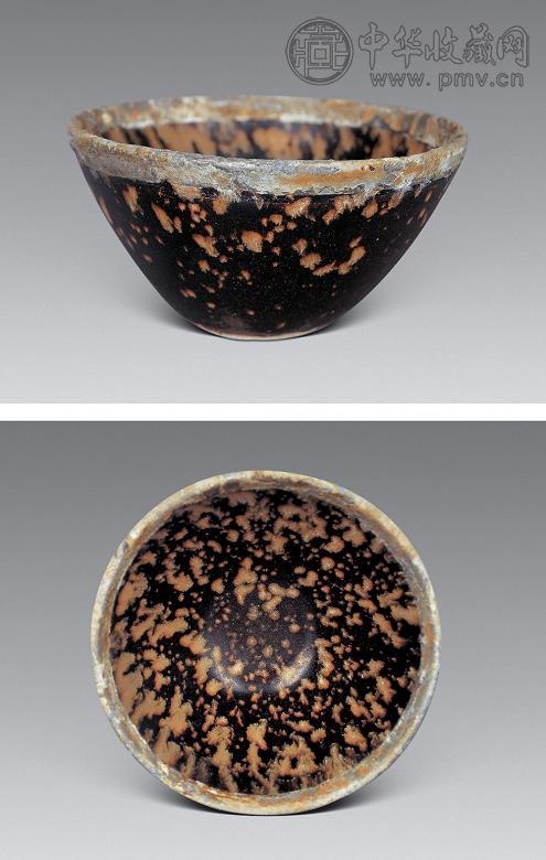 宋 吉州窑鸠鸪斑银口盏