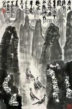 近现代 李可染 清漓渔歌图 轴