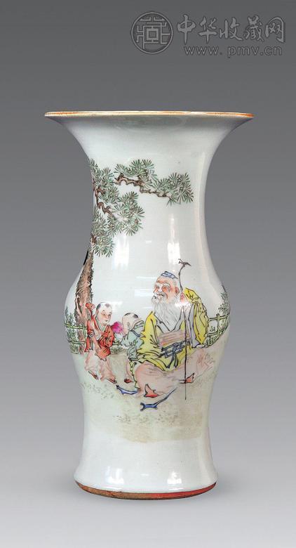 民国 浅绛彩人物纹花觚