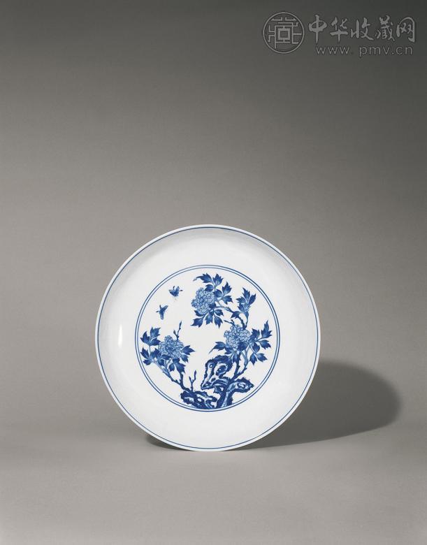 清康熙 五彩“花鸟庭园仕女”图插屏(1对)