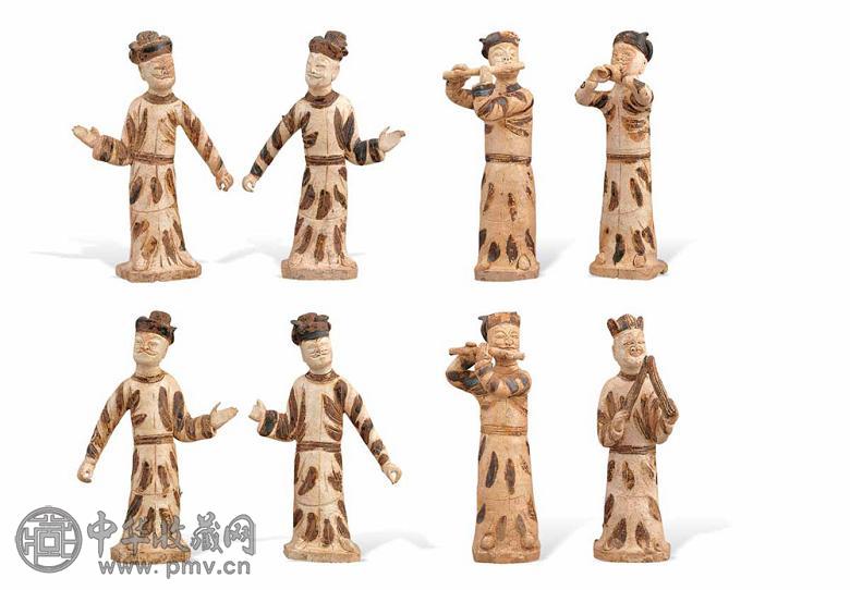 北宋 影青褐彩戏剧俑(8件)