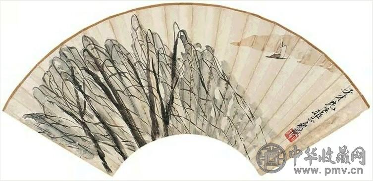 齐白石 山水 扇面 设色纸本