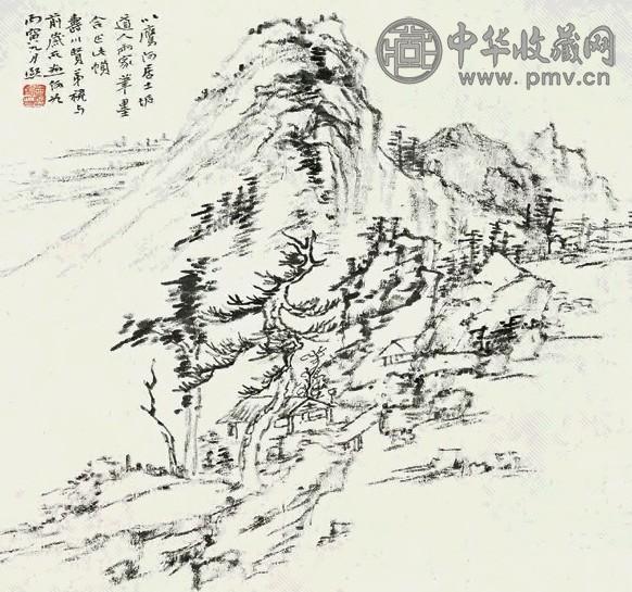 曾熙 丙寅(1926年)作 松山图 立轴 水墨纸本 收藏资讯|艺术家|书画家|书画名人|书法家-中华收藏网