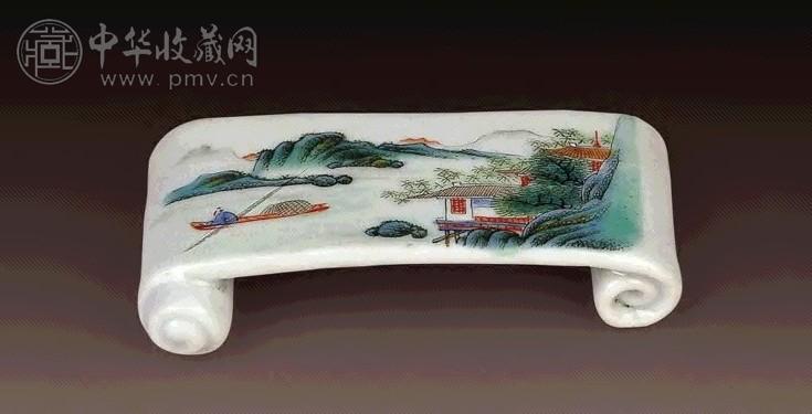 清乾隆 粉彩山水人物墨床