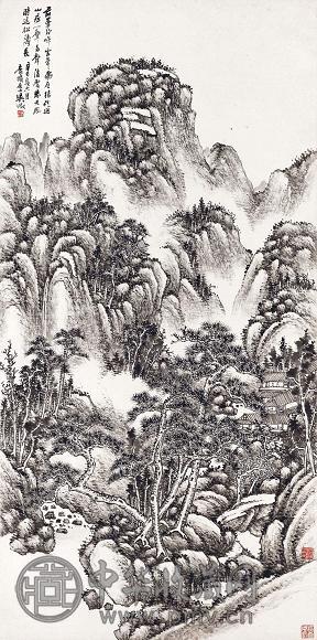 吴徵 1941年作 苍山浮云 立轴 水墨纸本