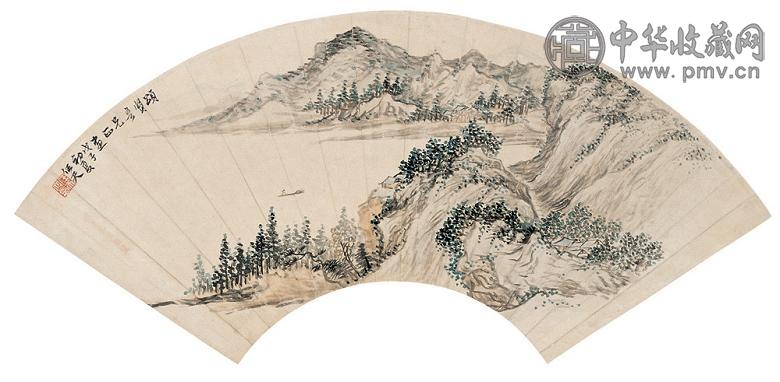 余任天 山水 扇面 设色纸本
