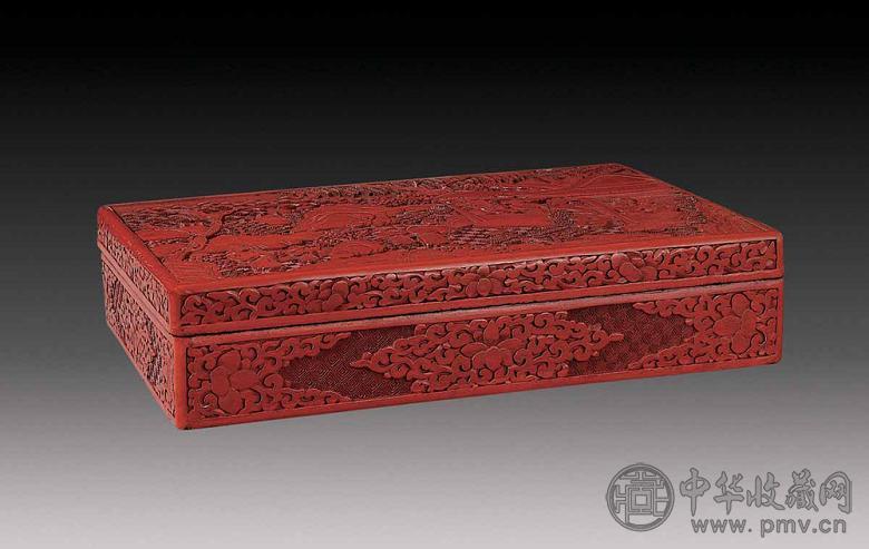 清 雕漆人物长方盒