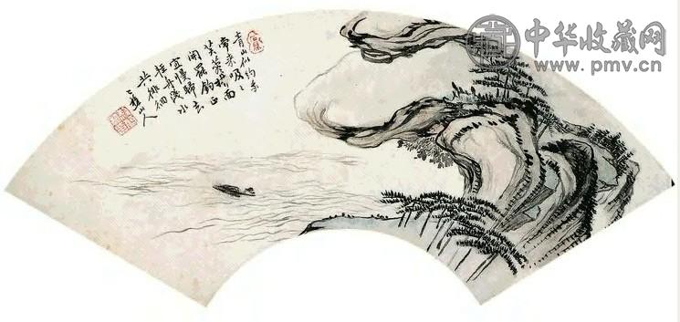 黎简 山水 扇面 纸本设色