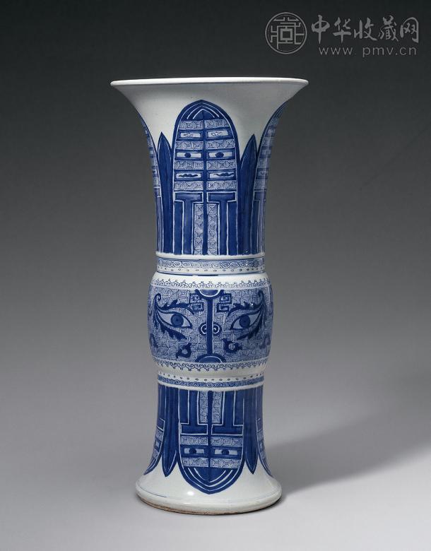 清康熙 青花饕餮纹大花觚