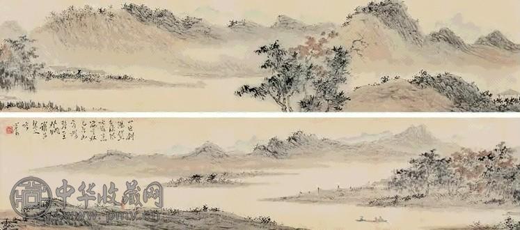 溥儒 山水 卷 设色纸本