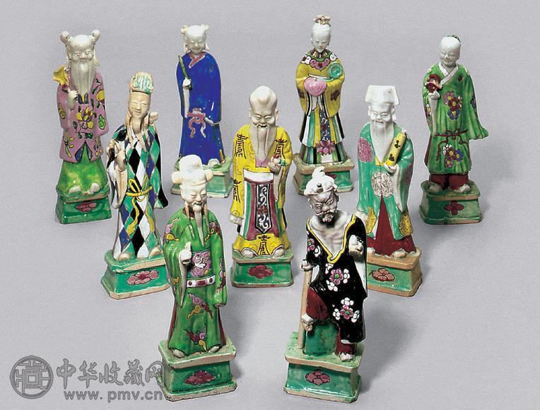 十八世纪晚期 十九世纪早期 粉彩八仙寿老立像(1套9件)