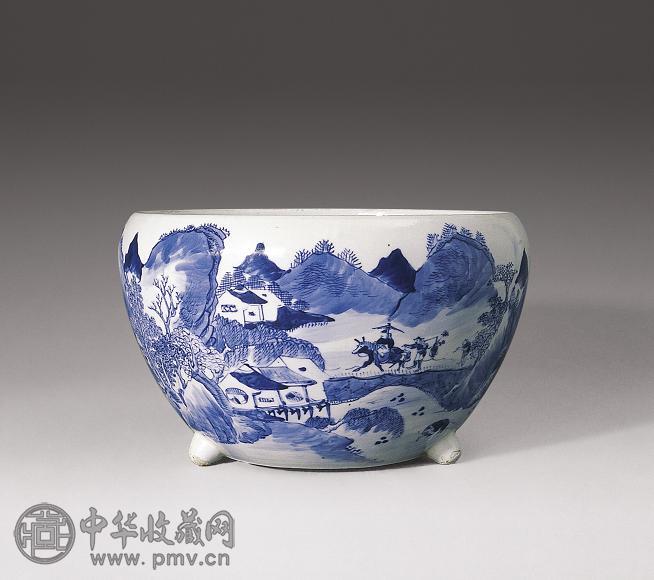 清光绪 青花山水大洗