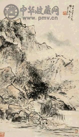 黄宾虹 仿石田笔意 镜心 设色纸本