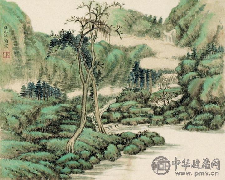 任预 青绿山水 镜心 设色纸本