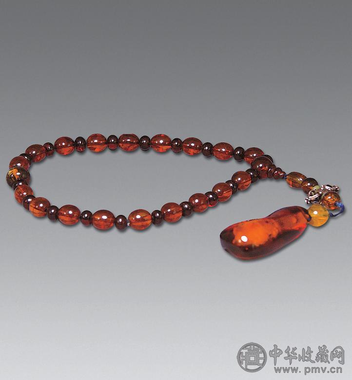 清 琥珀莲子形手串