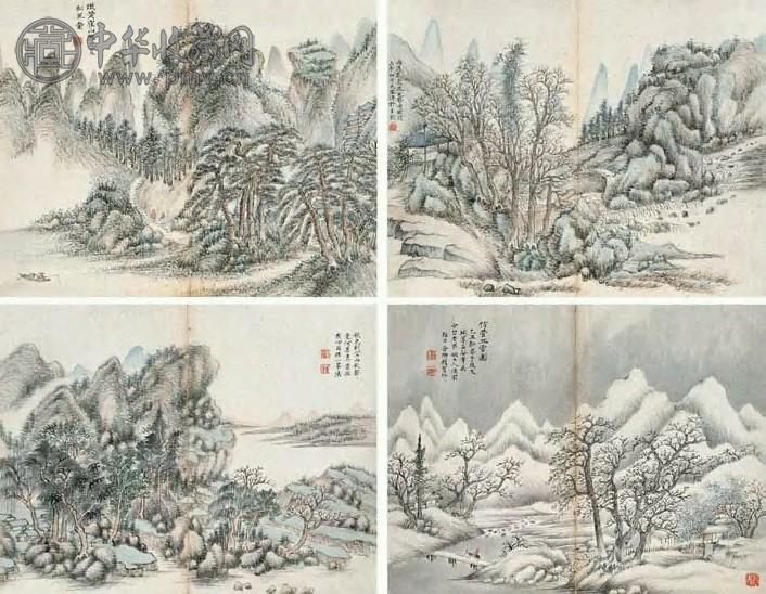 赵宝仁 仿古山水 册页 设色纸本