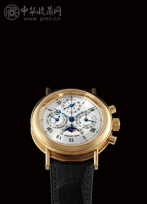 宝玑18k红金万年历月相计时腕表