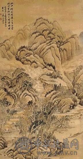 姜筠 山水 立轴 设色绢本