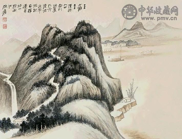 张大千 晓雾晴峦 立轴 设色纸本