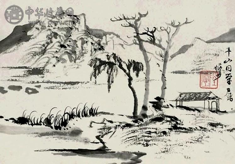 陆俨少 山水 镜心 水墨纸本