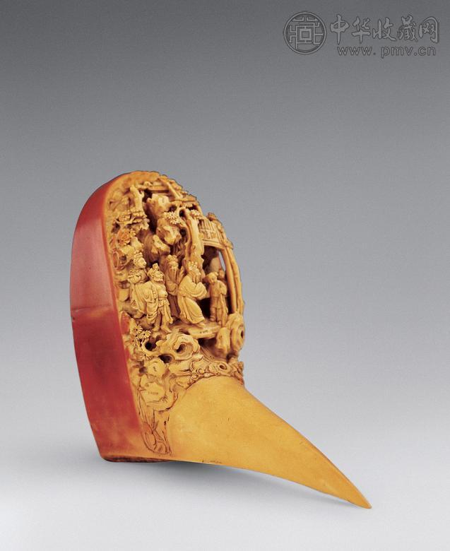 清 鹤顶红雕三国故事纹摆件