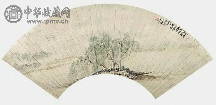 清 吴镜汀 柳岸晓风 扇面