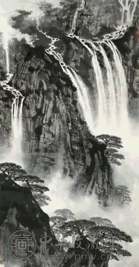 宋文治 1978年作 庐山飞瀑图 立轴 设色纸本