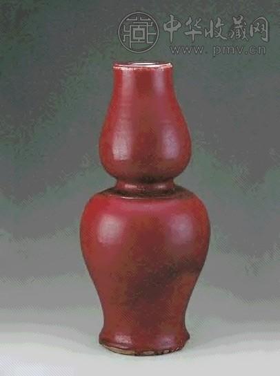清中 红釉葫芦形摆件