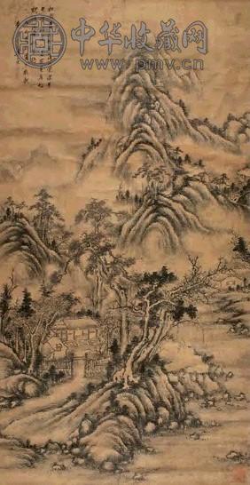 查士标(款) 山居图 立轴 水墨绢本