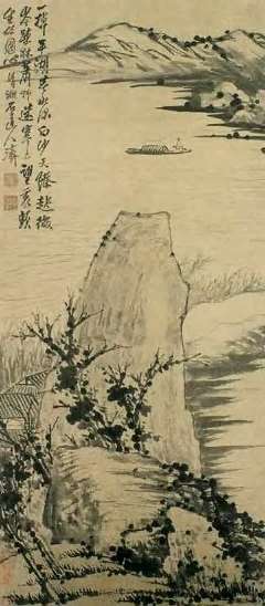 石涛 清 平湖放棹图 轴