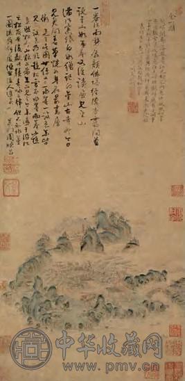 文徵明 金山图 立轴 设色纸本