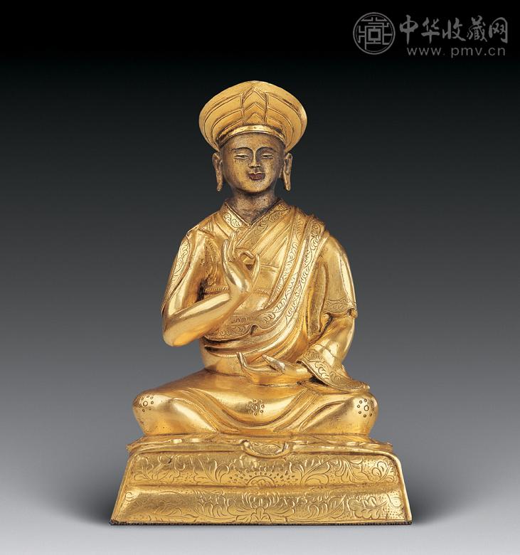 清 铜鎏金三世章嘉·若必多吉像