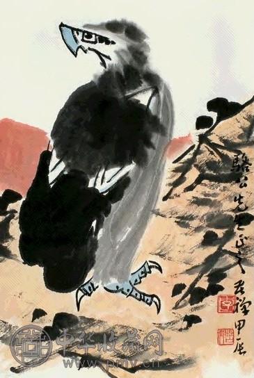 李苦禅 1964年作 屹立图 轴 纸本设色