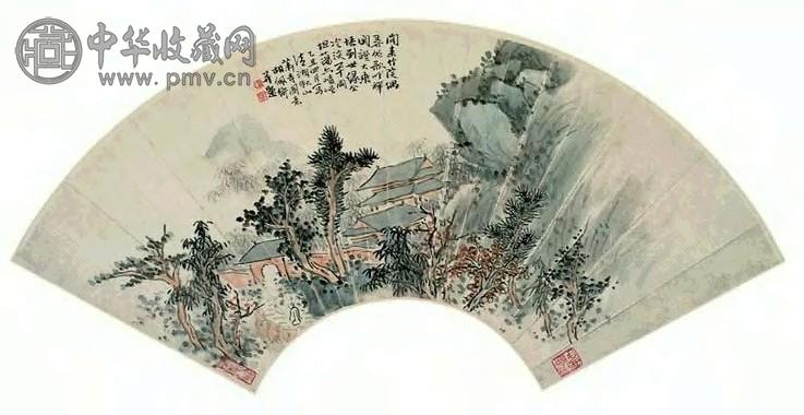 近现代 胡佩衡 秋山萧寺 扇面
