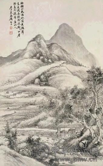 顾麟士 庚子(1900年)作 山水 立轴 水墨纸本