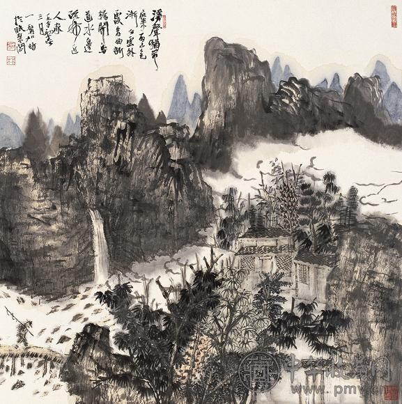 何加林 山水 镜心 设色纸本