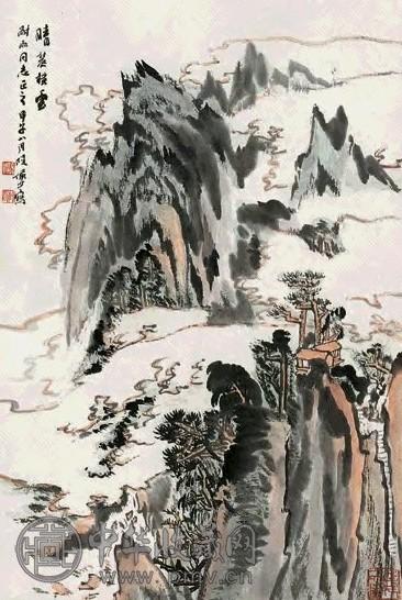 陆俨少 1984年作 晴麓横云 镜心 设色纸本