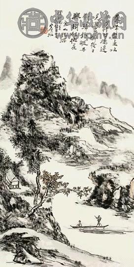 黄宾虹 1949年作 山水 立轴 设色纸本