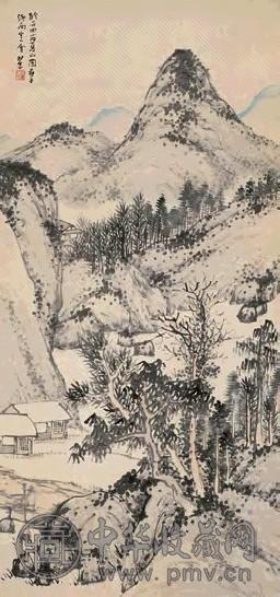 松年 夏山图 立轴 设色纸本